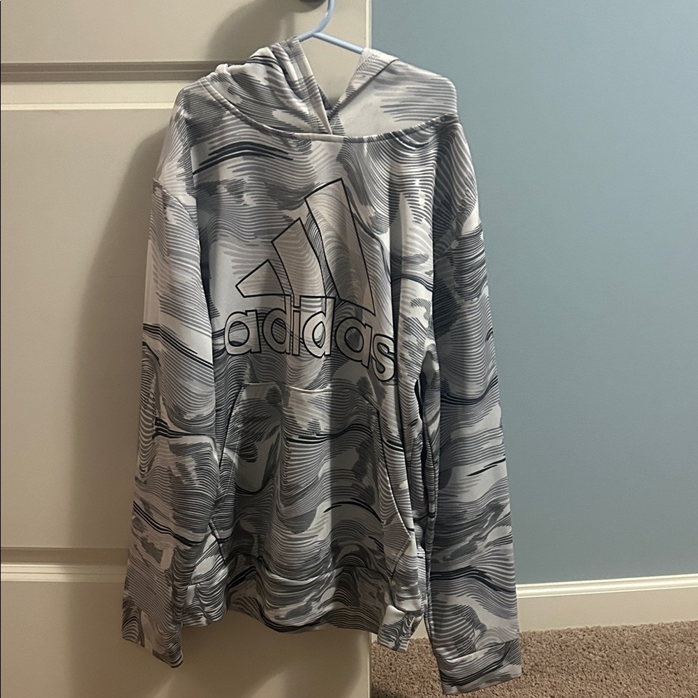 Adidas Black and Gray Swirl Hoodie